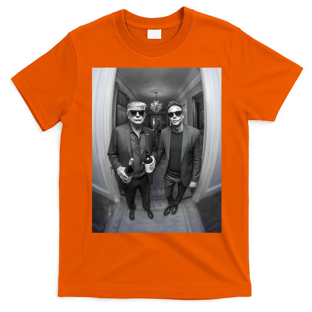 President Trump Elon Musk Funny Meme Knocking On Door T-Shirt