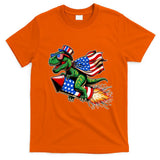 Patriotic T Rex Riding Firework 4th Of July T-Shirt