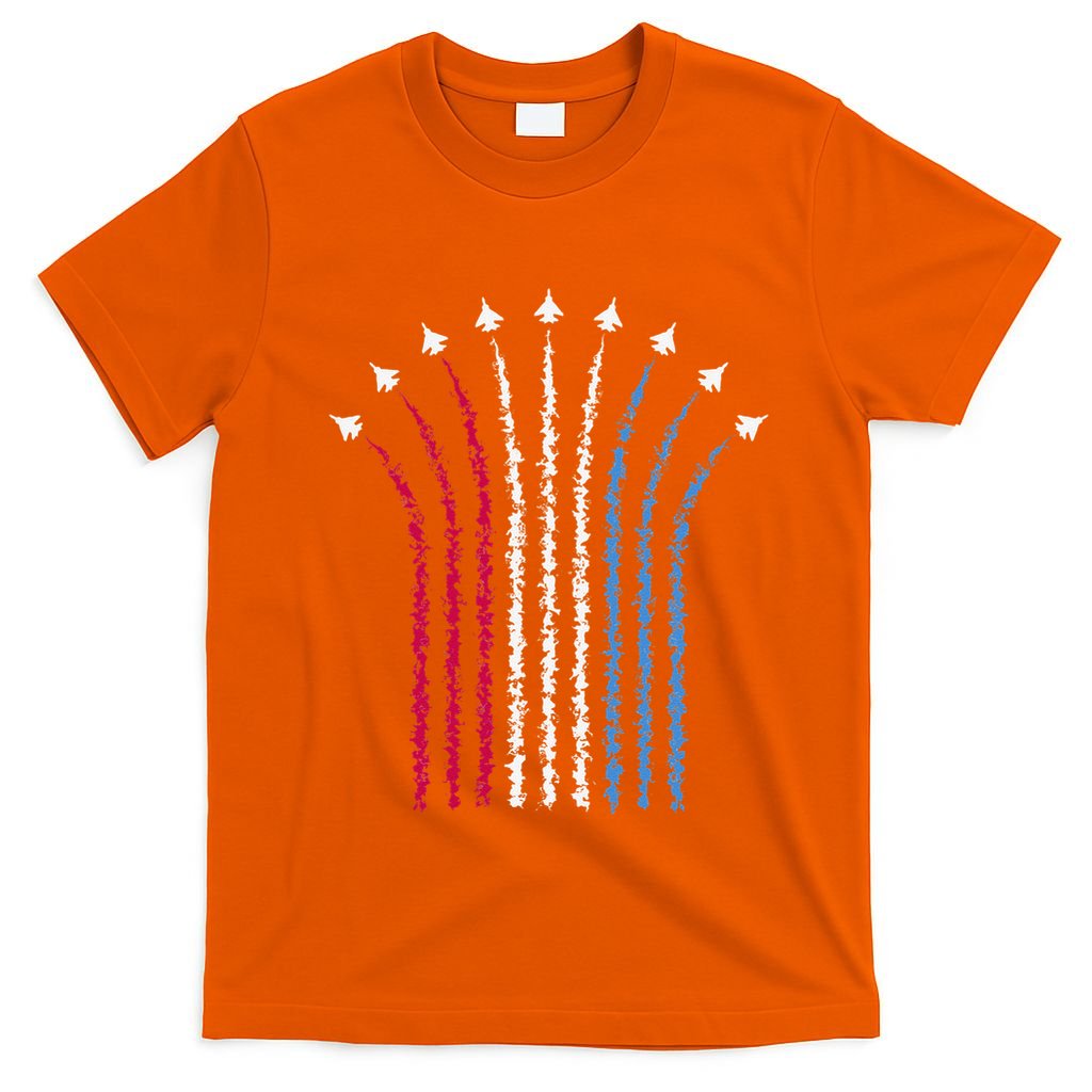 Patriotic Usa American Red White Blue Flag Jets 4th Of July Gift T-Shirt