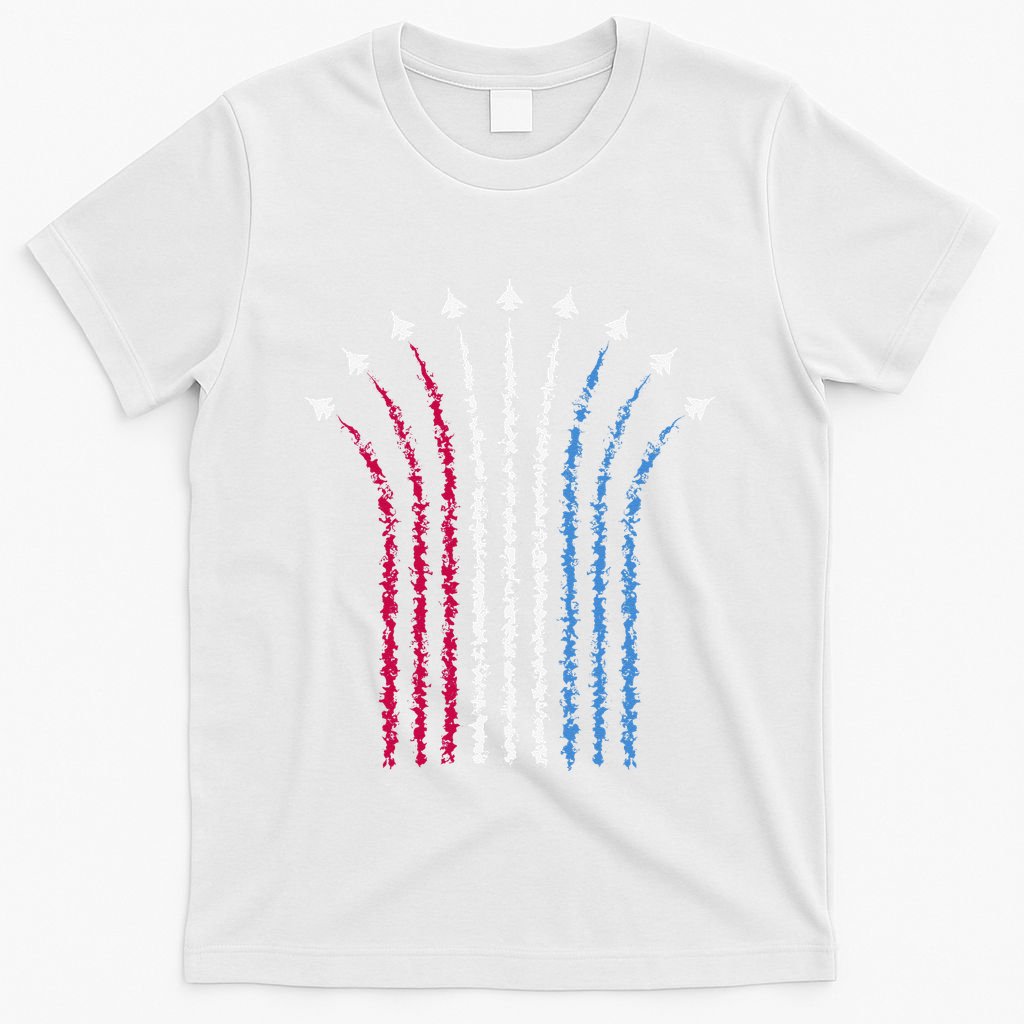 Patriotic Usa American Red White Blue Flag Jets 4th Of July Gift T-Shirt