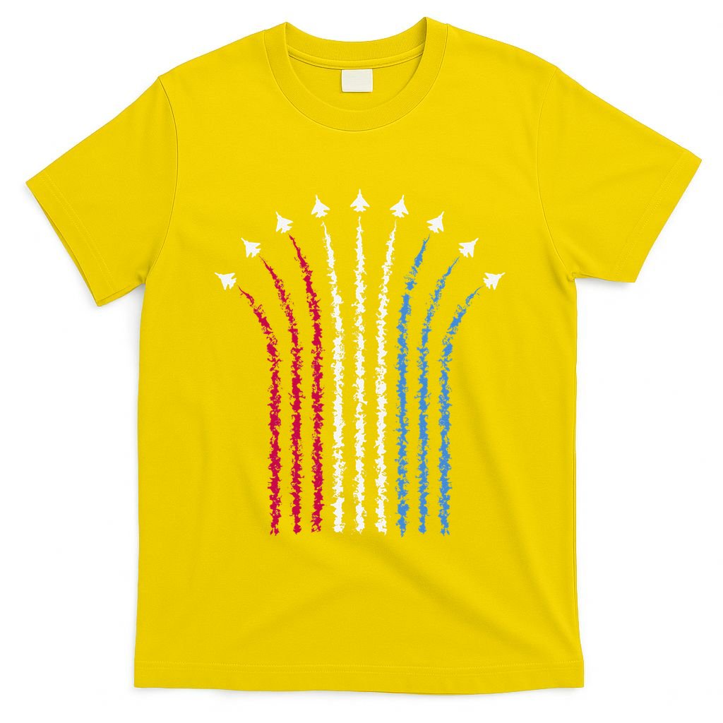 Patriotic Usa American Red White Blue Flag Jets 4th Of July Gift T-Shirt