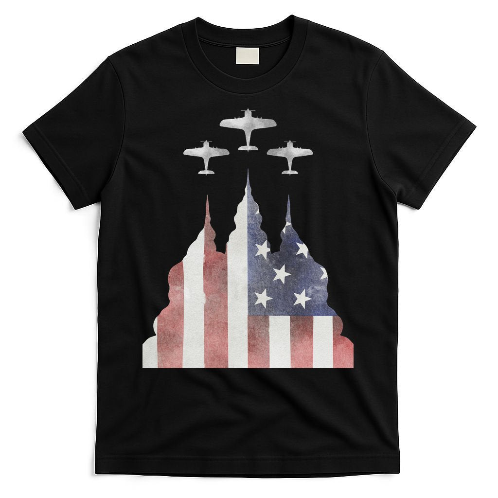 Patriotic Usa Flag Fighter Jets 4th Of July T-Shirt