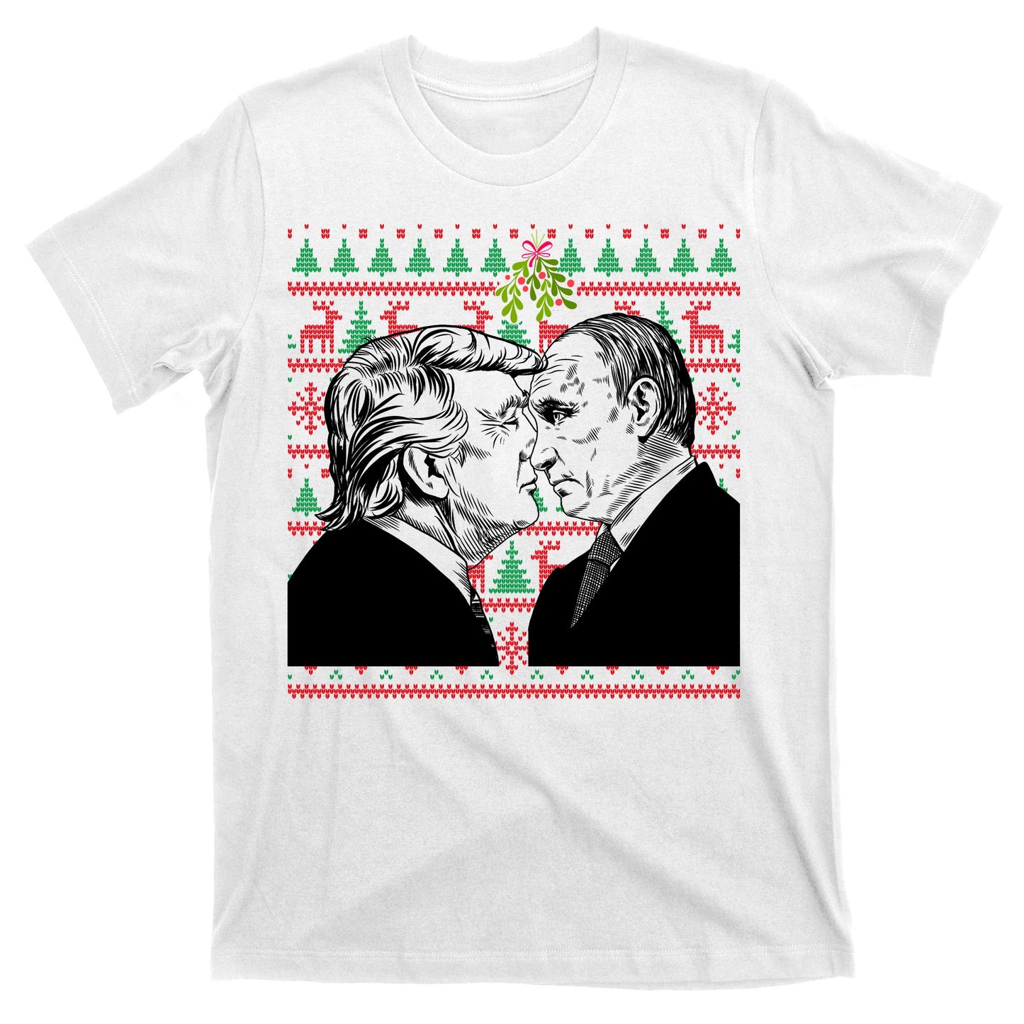 Putin Trump Mistletoe Ugly Christmas Sweater T-Shirt