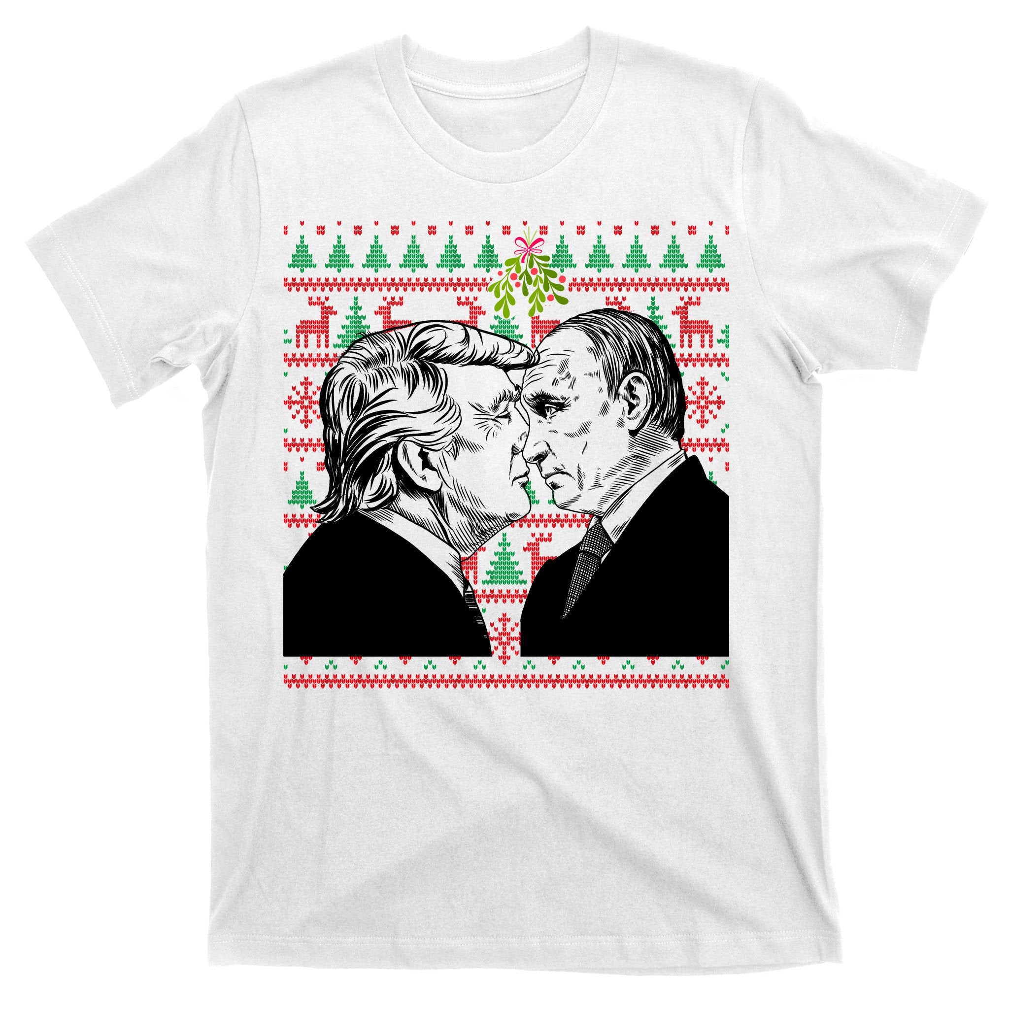 Putin Trump Mistletoe Ugly Christmas Sweater T-Shirt