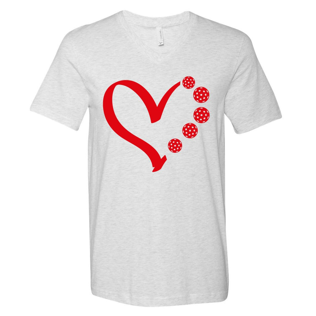 Pickleball Valentine Day Heart Pickleball V-Neck T-Shirt