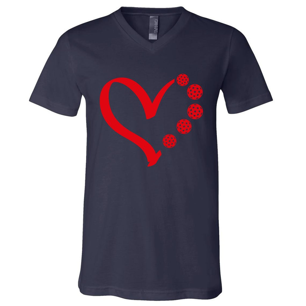 Pickleball Valentine Day Heart Pickleball V-Neck T-Shirt