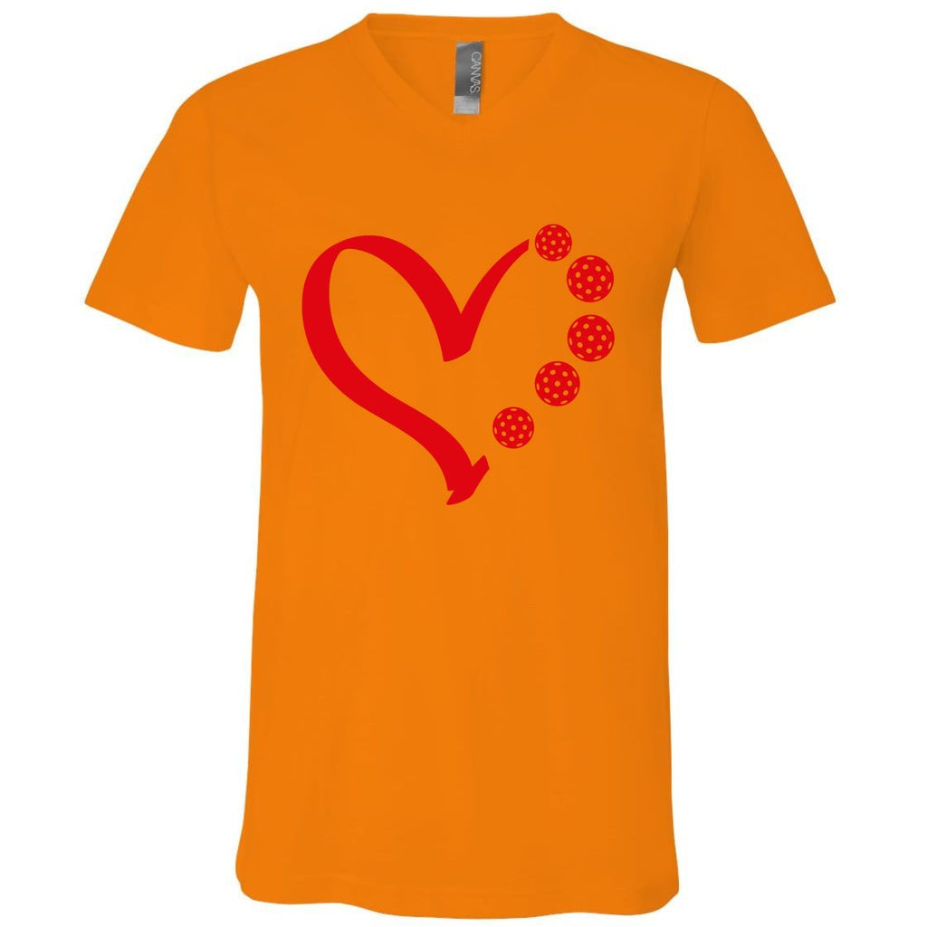 Pickleball Valentine Day Heart Pickleball V-Neck T-Shirt