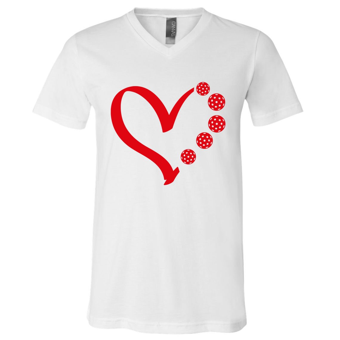 Pickleball Valentine Day Heart Pickleball V-Neck T-Shirt