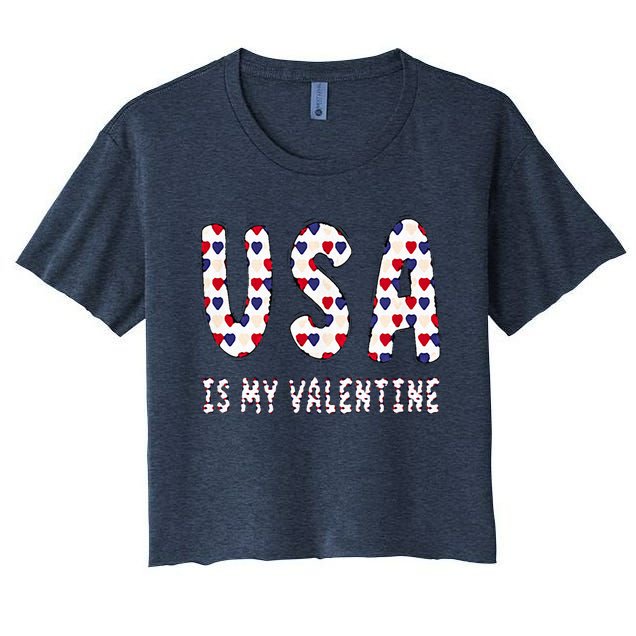 Patriotic Valentine Hearts Usa Design For ValentineS Day Women's Crop Top Tee