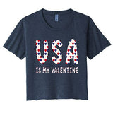 Patriotic Valentine Hearts Usa Design For ValentineS Day Women's Crop Top Tee