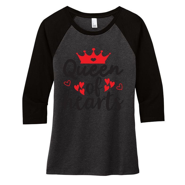 Queen Of Hearts, Wedding, Romantic, Valentine White Women's Tri-Blend 3/4-Sleeve Raglan Shirt