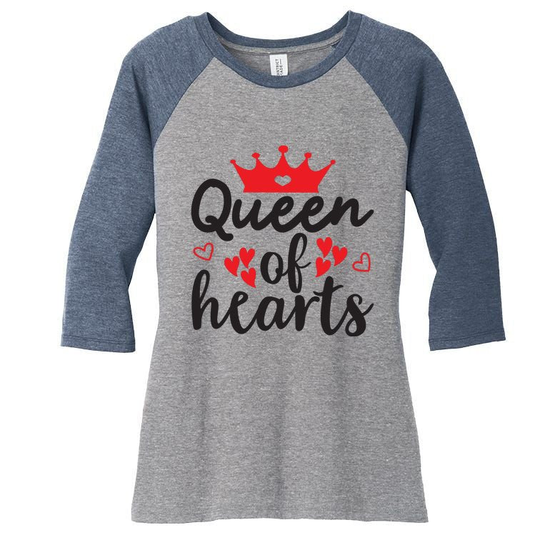 Queen Of Hearts, Wedding, Romantic, Valentine White Women's Tri-Blend 3/4-Sleeve Raglan Shirt