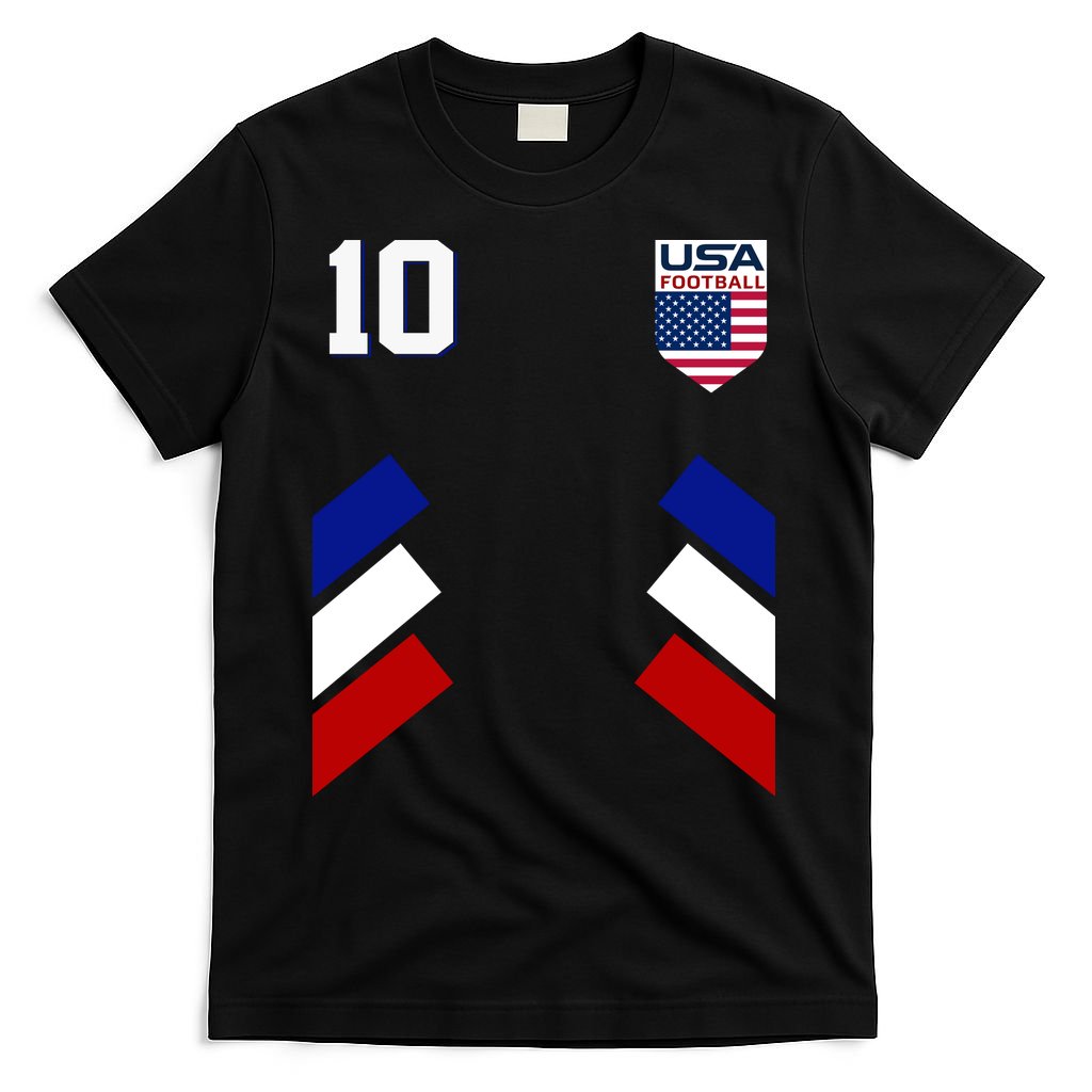 Retro 10 American Football USA Soccer Flag T-Shirt
