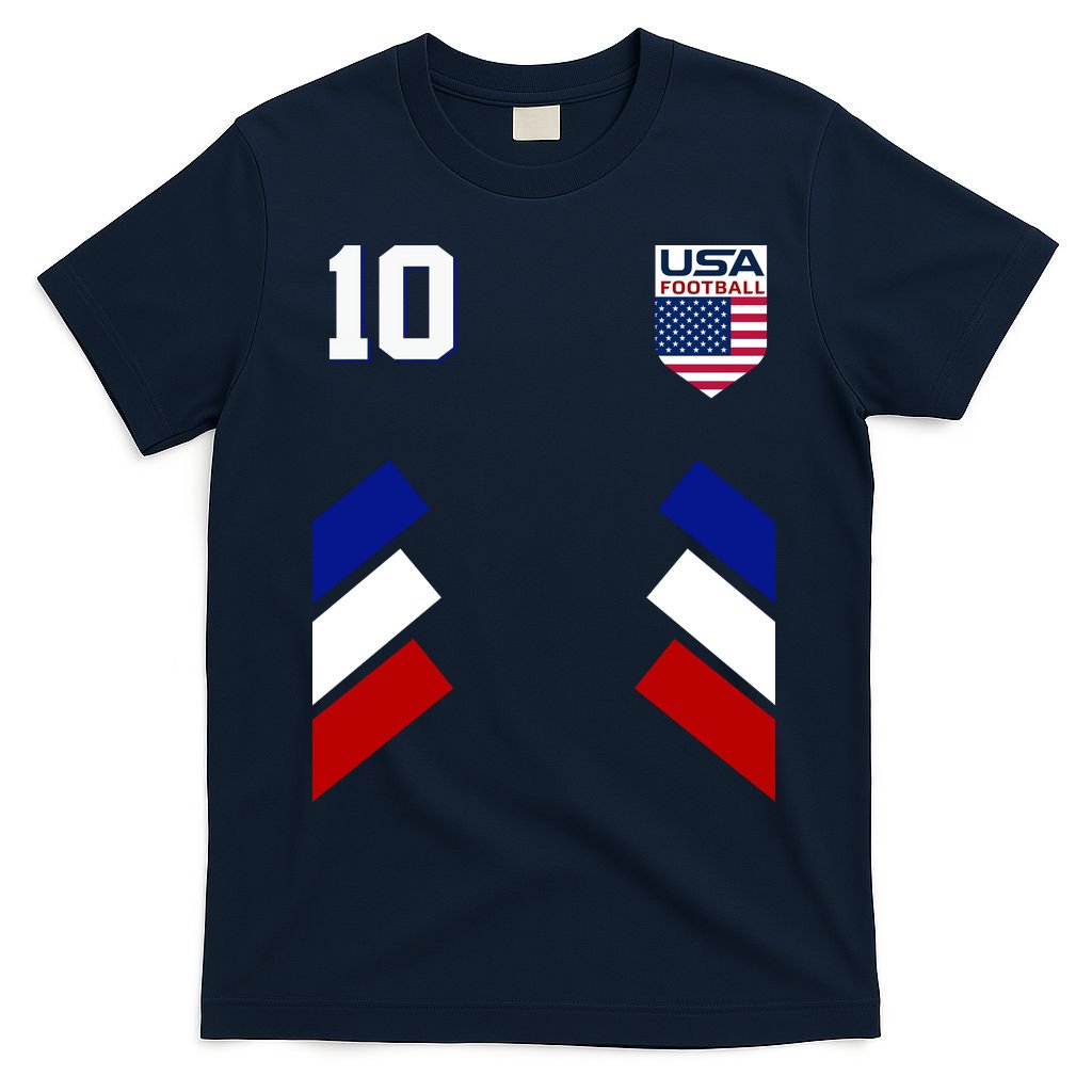 Retro 10 American Football USA Soccer Flag T-Shirt