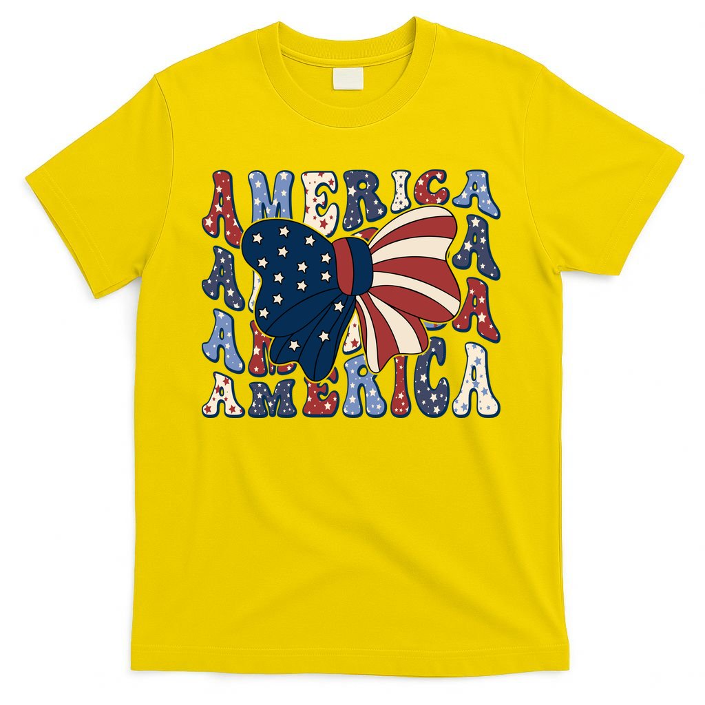 Retro America Bow USA 4th Of July T-Shirt