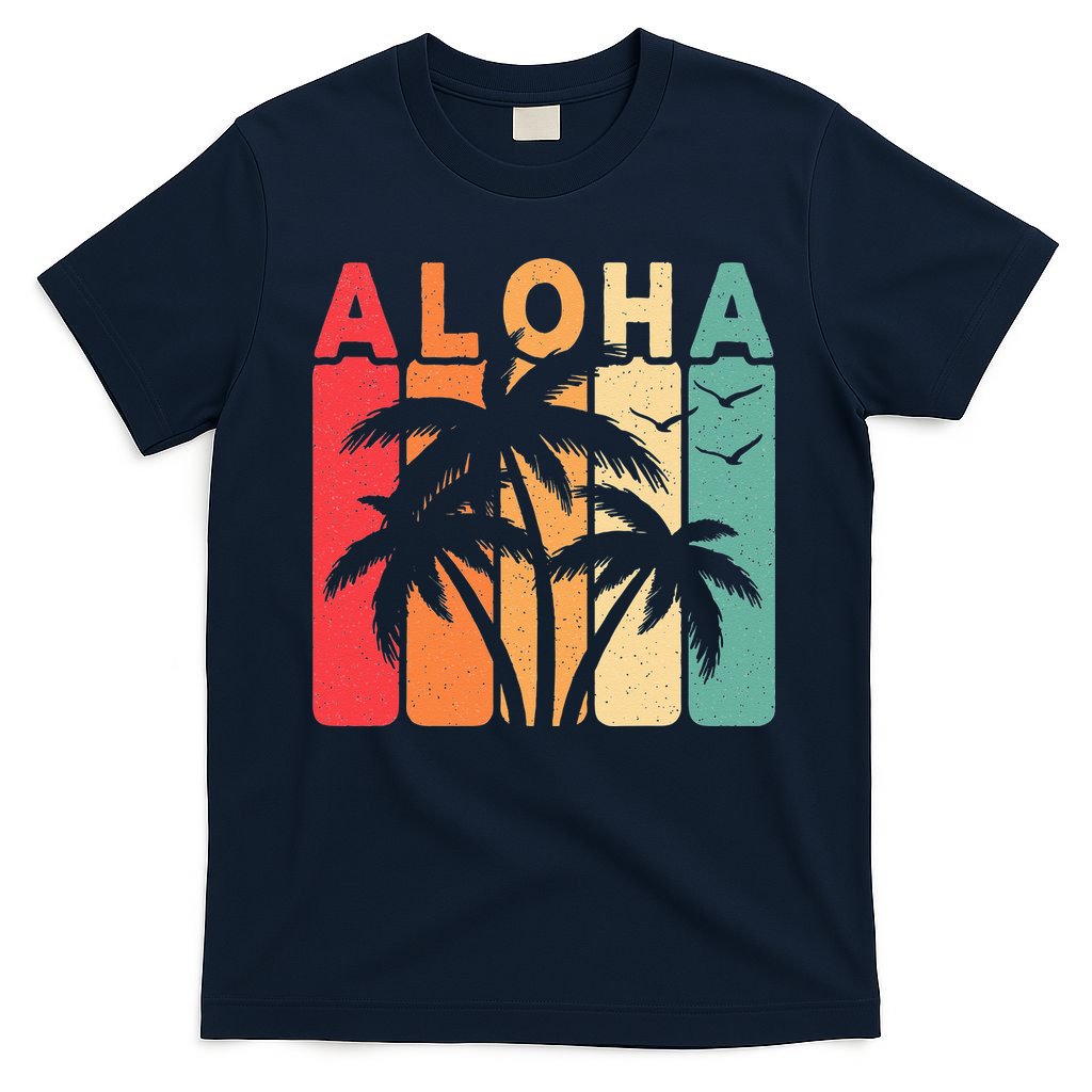Retro Aloha Hawaii Tropical Summer Palm Tree Hawaiian T-Shirt