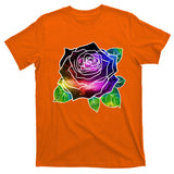 Rainbow Galaxy Floral Rose T-Shirt