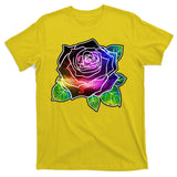 Rainbow Galaxy Floral Rose T-Shirt