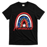 Rainbow Leopard American Flag 4th of July T-Shirt