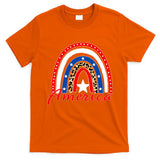 Rainbow Leopard American Flag 4th of July T-Shirt
