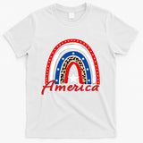 Rainbow Leopard American Flag 4th of July T-Shirt