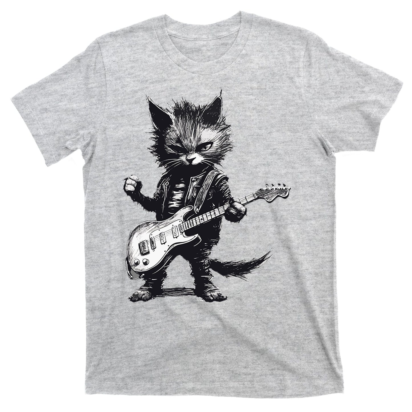Rock And Roll Cat Guitar T-Shirt