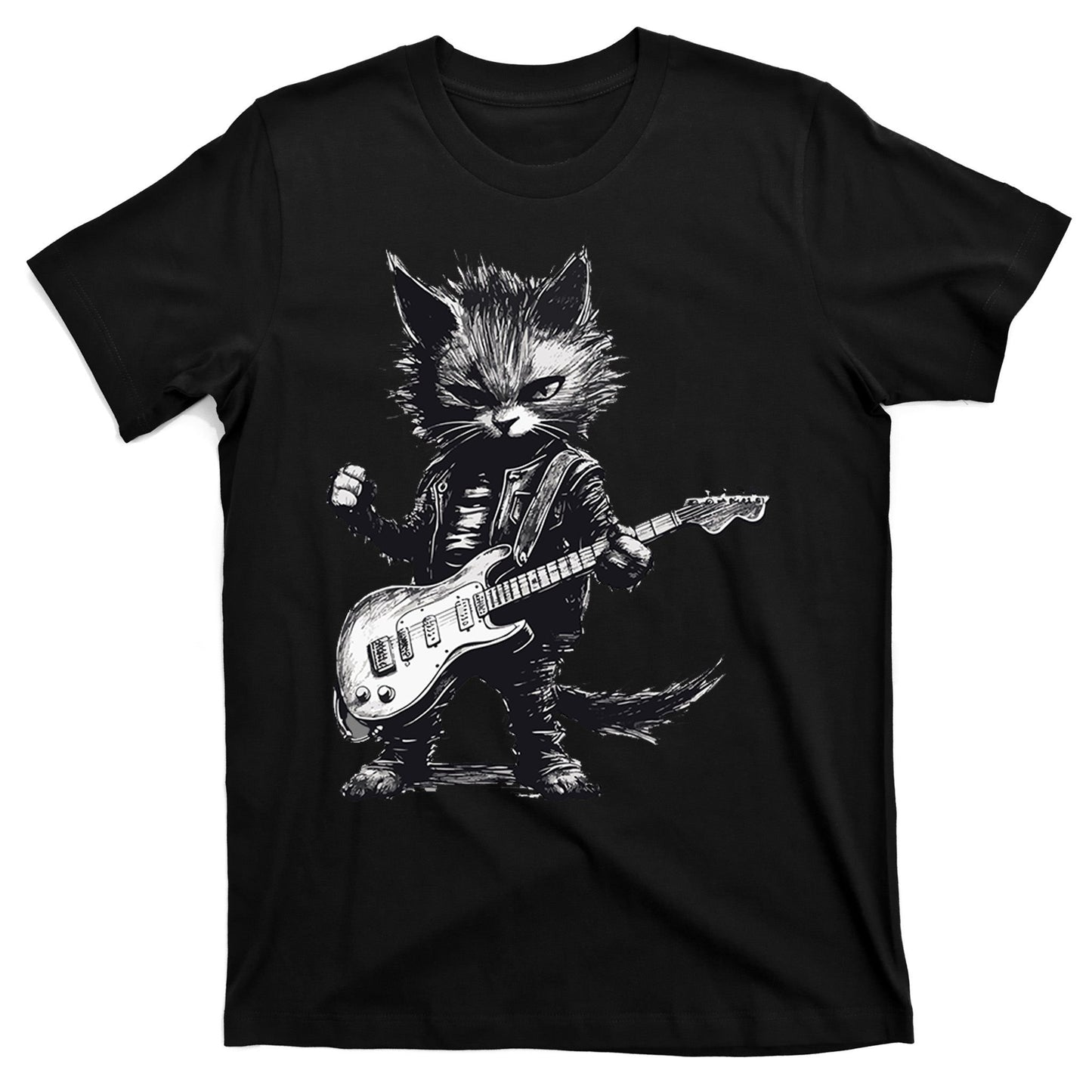 Rock And Roll Cat Guitar T-Shirt