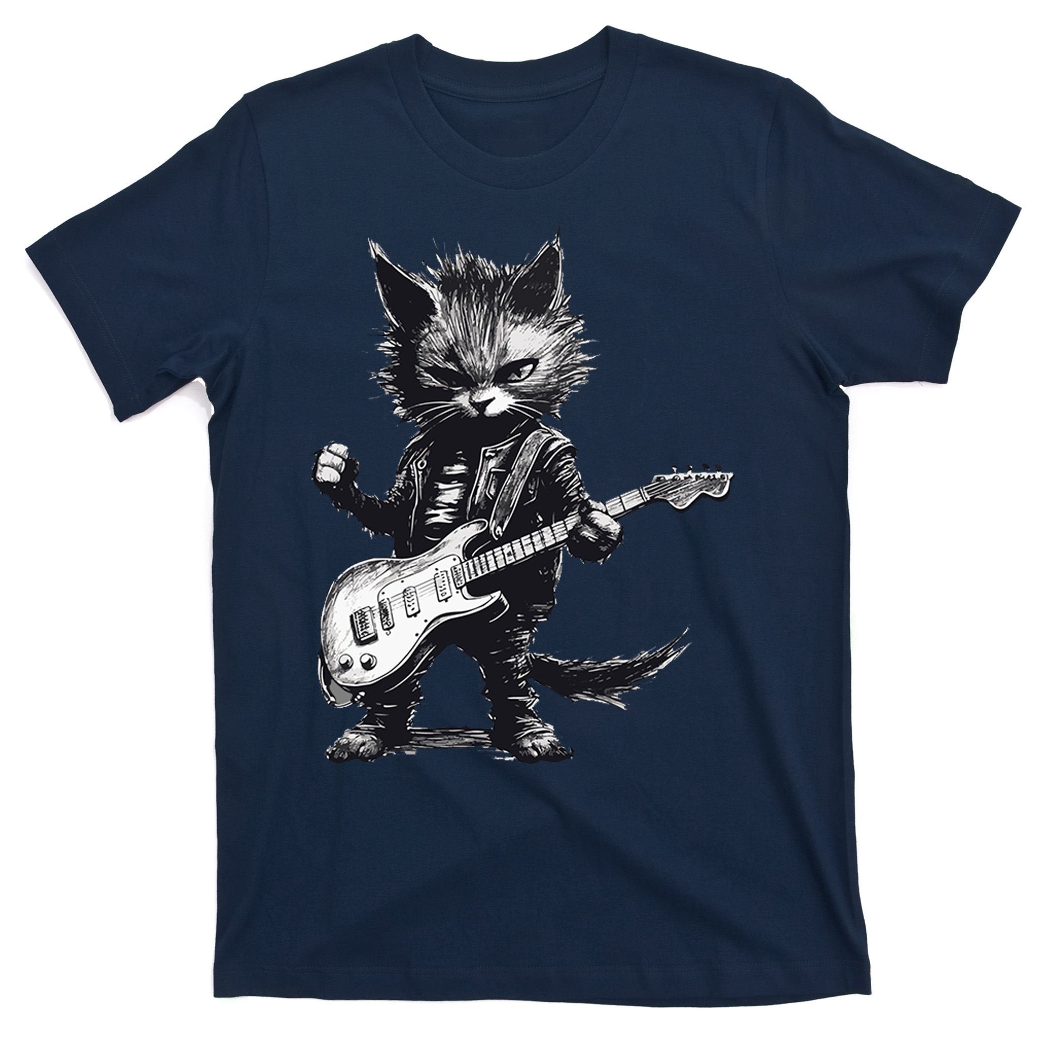 Rock And Roll Cat Guitar T-Shirt