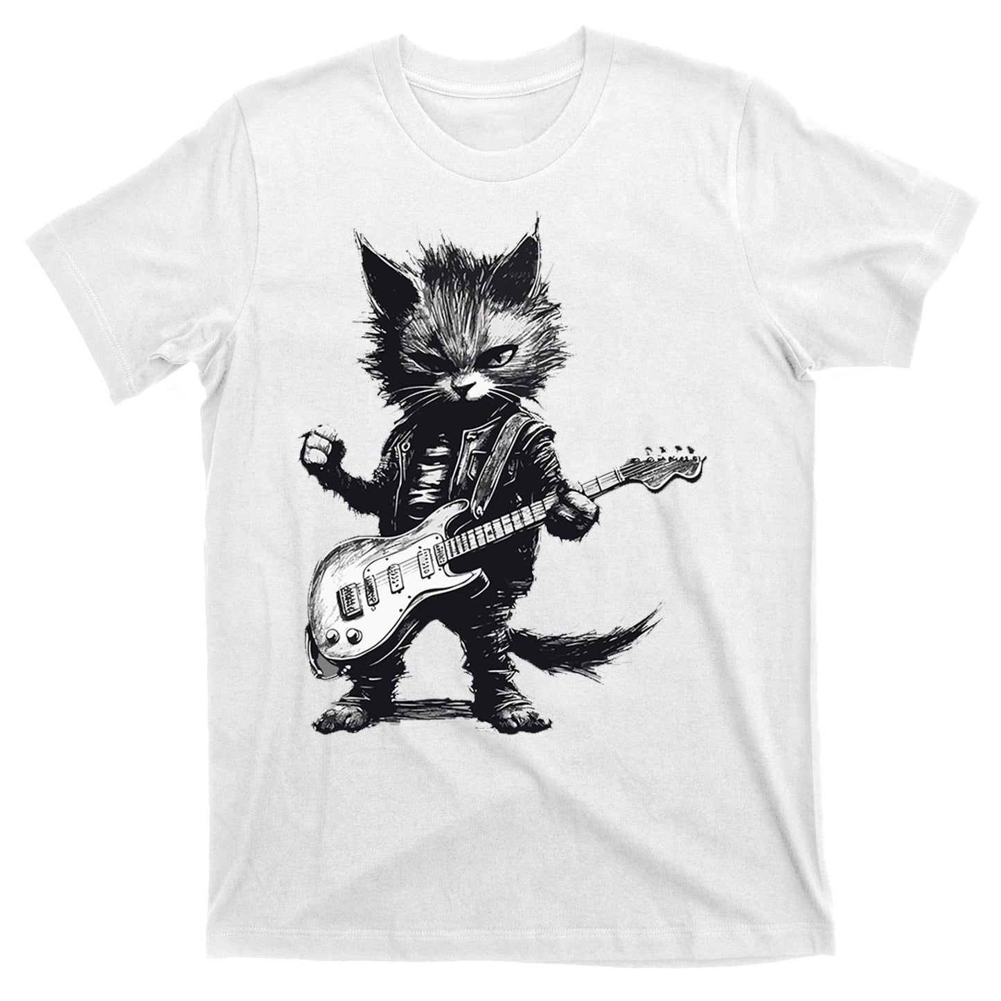 Rock And Roll Cat Guitar T-Shirt