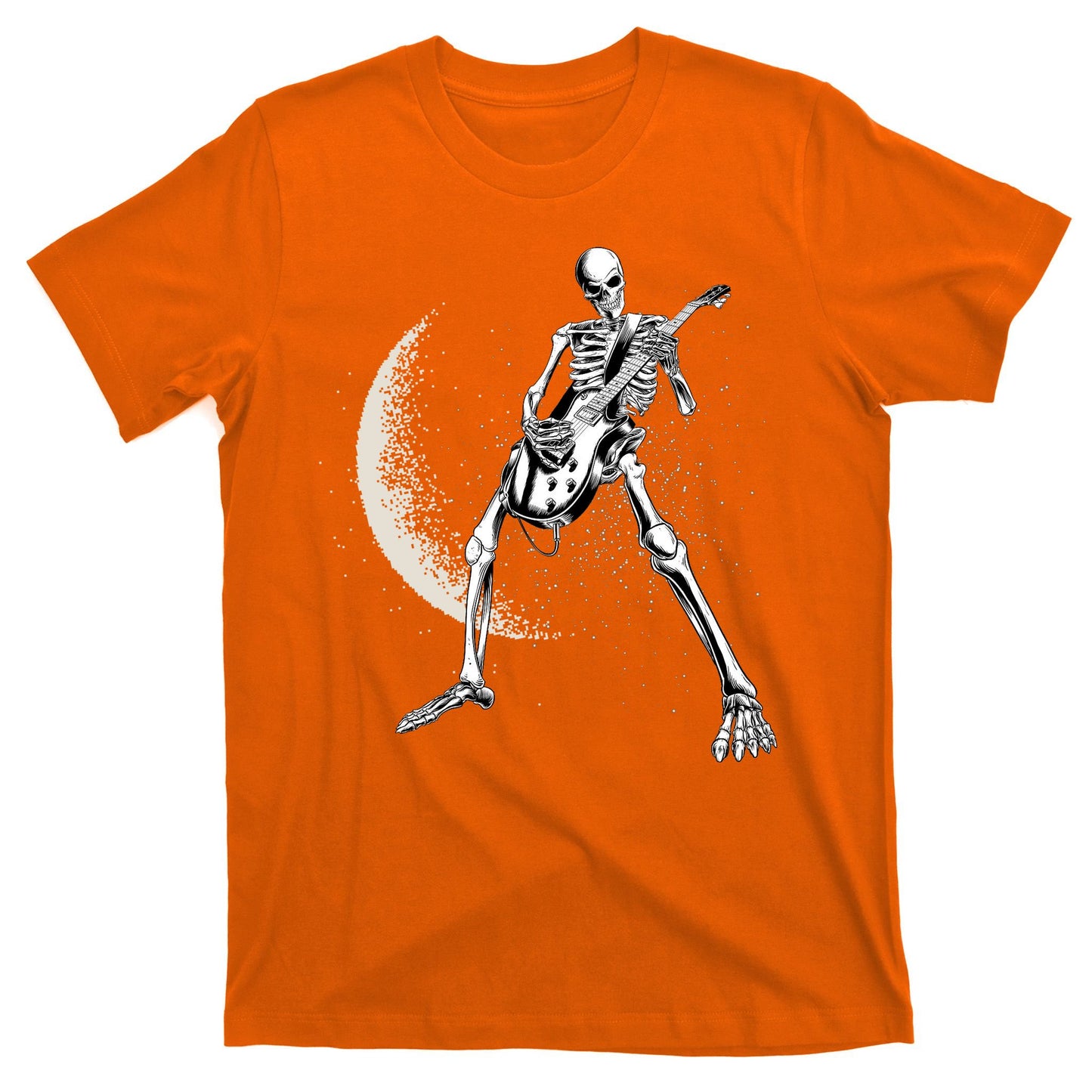 Rock And Roll Skeleton Moon Guitar T-Shirt