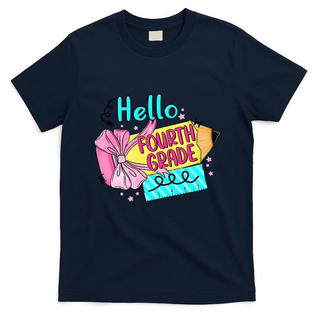 Retro Back To School Hello Fourth Grade T-Shirt