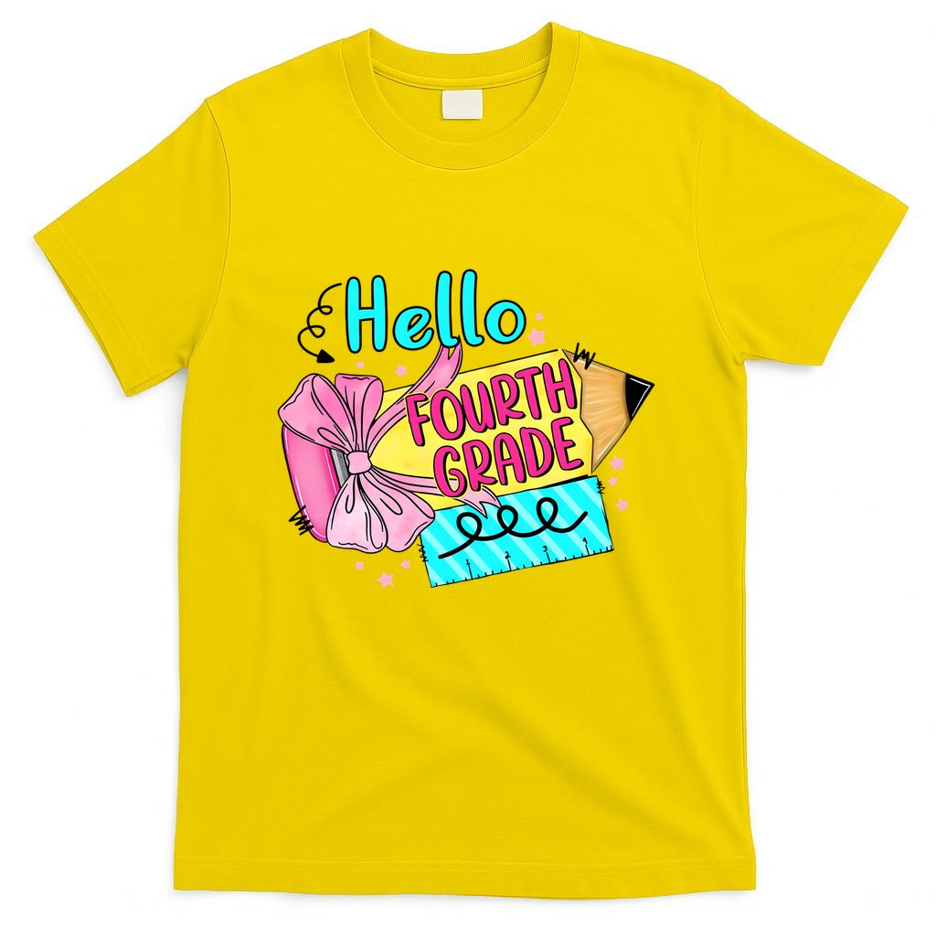 Retro Back To School Hello Fourth Grade T-Shirt