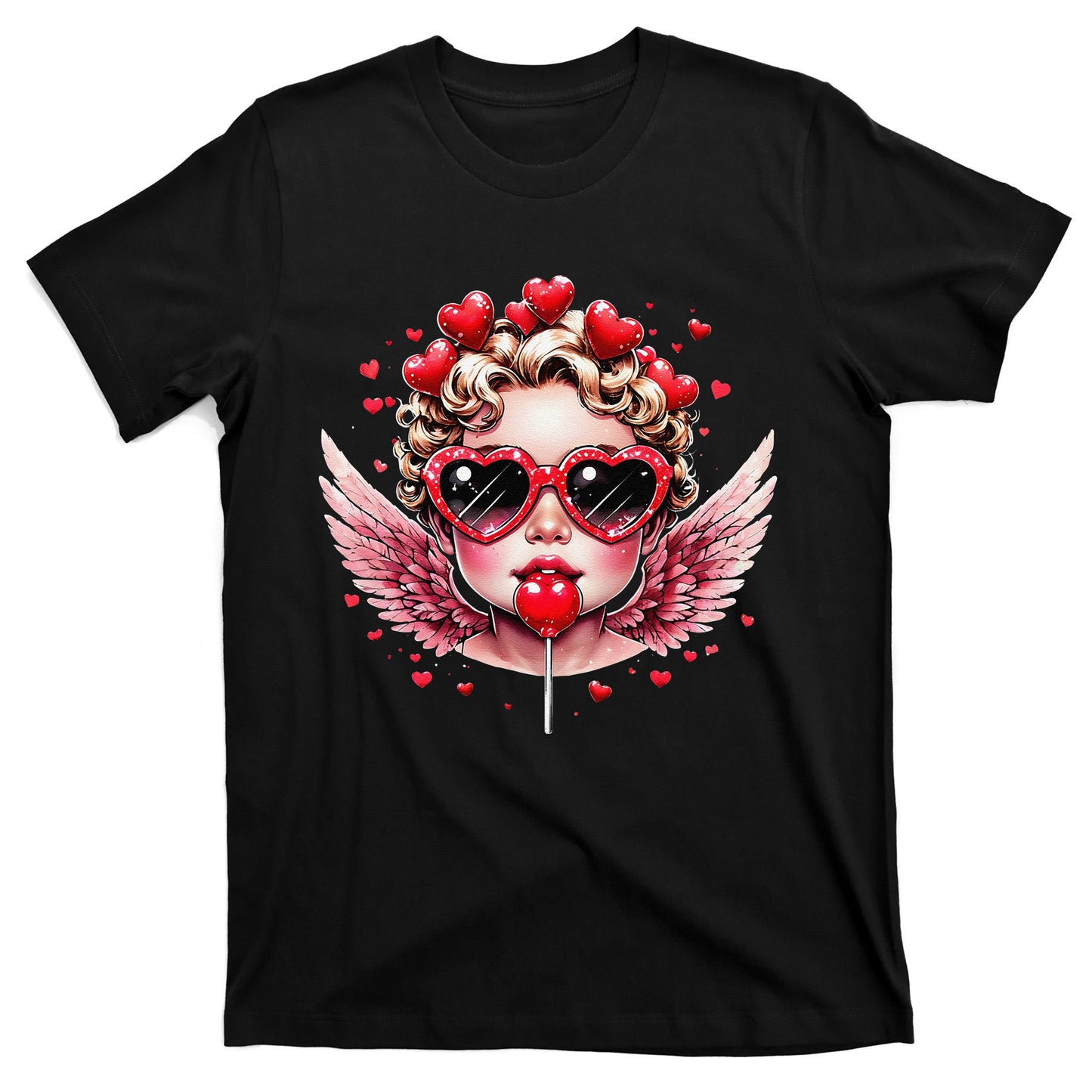 Retro Cupid Valentine Day Cute Vintage Cupid Blowing Bubble T-Shirt
