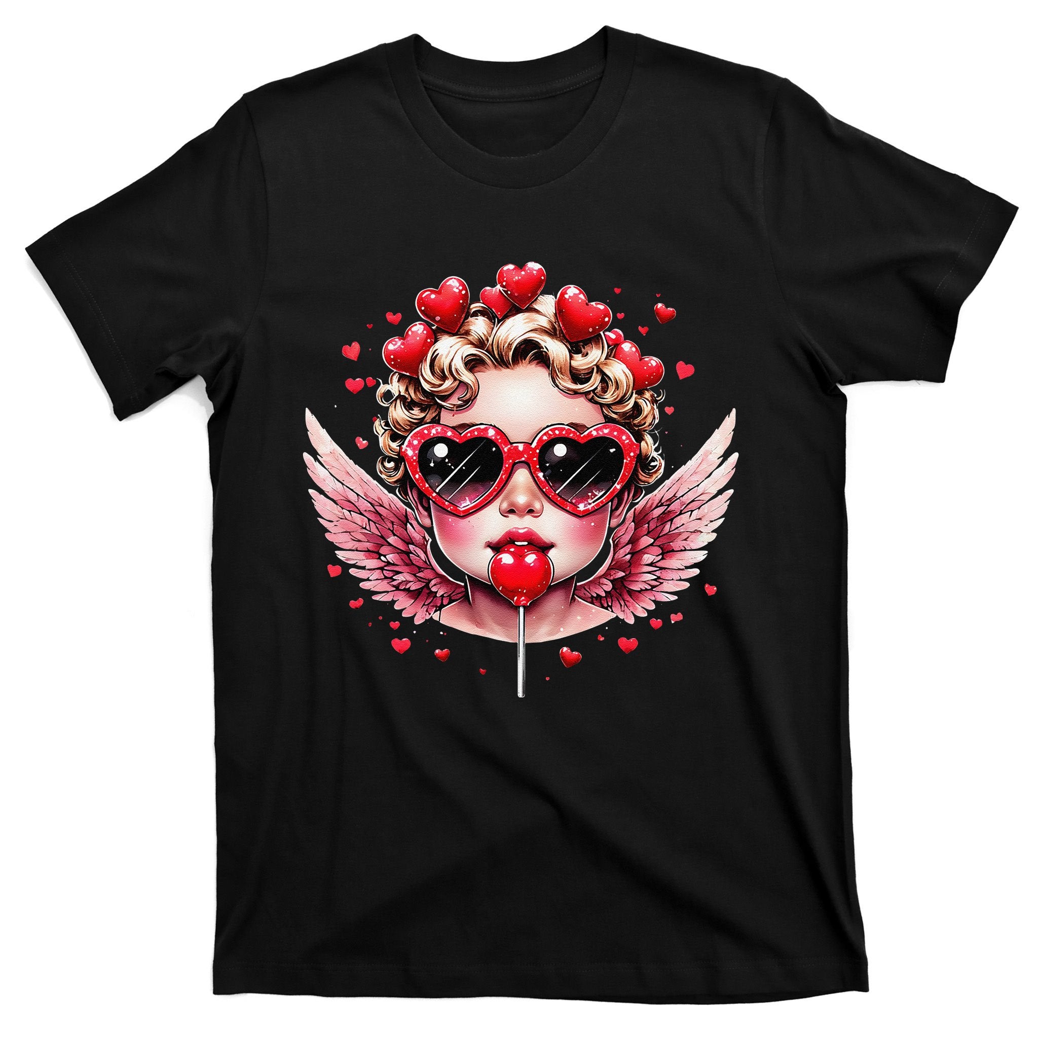 Retro Cupid Valentine Day Cute Vintage Cupid Blowing Bubble T-Shirt