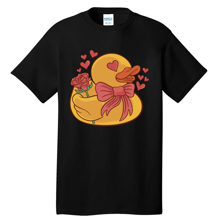 Rubber Duck Valentines Day Rose Cute Tall T-Shirt