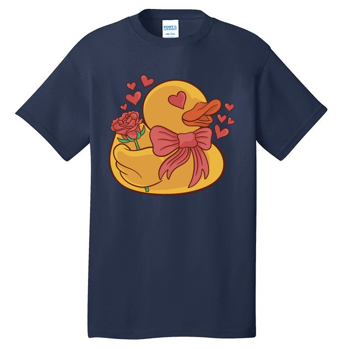 Rubber Duck Valentines Day Rose Cute Tall T-Shirt