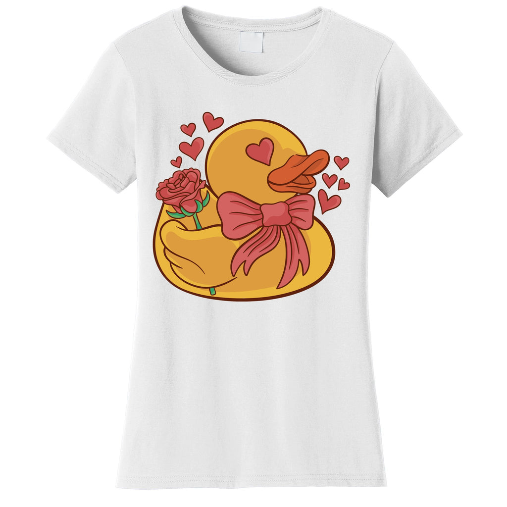 Rubber Duck Valentines Day Rose Cute Women's T-Shirt