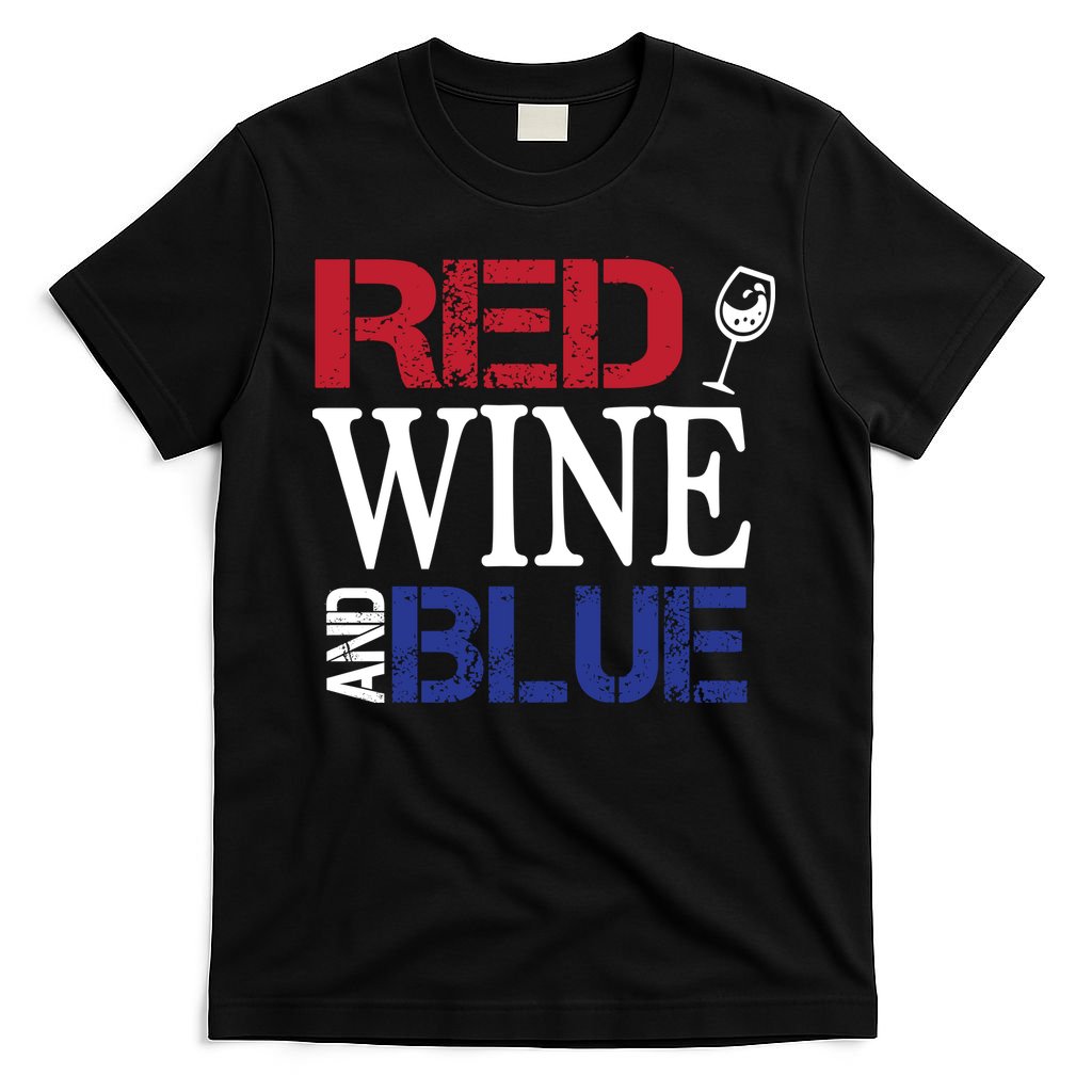 Red Wine and Blue USA Flag T-Shirt