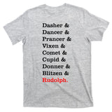 Reindeer Names Funny Christmas List Rudolph T-Shirt