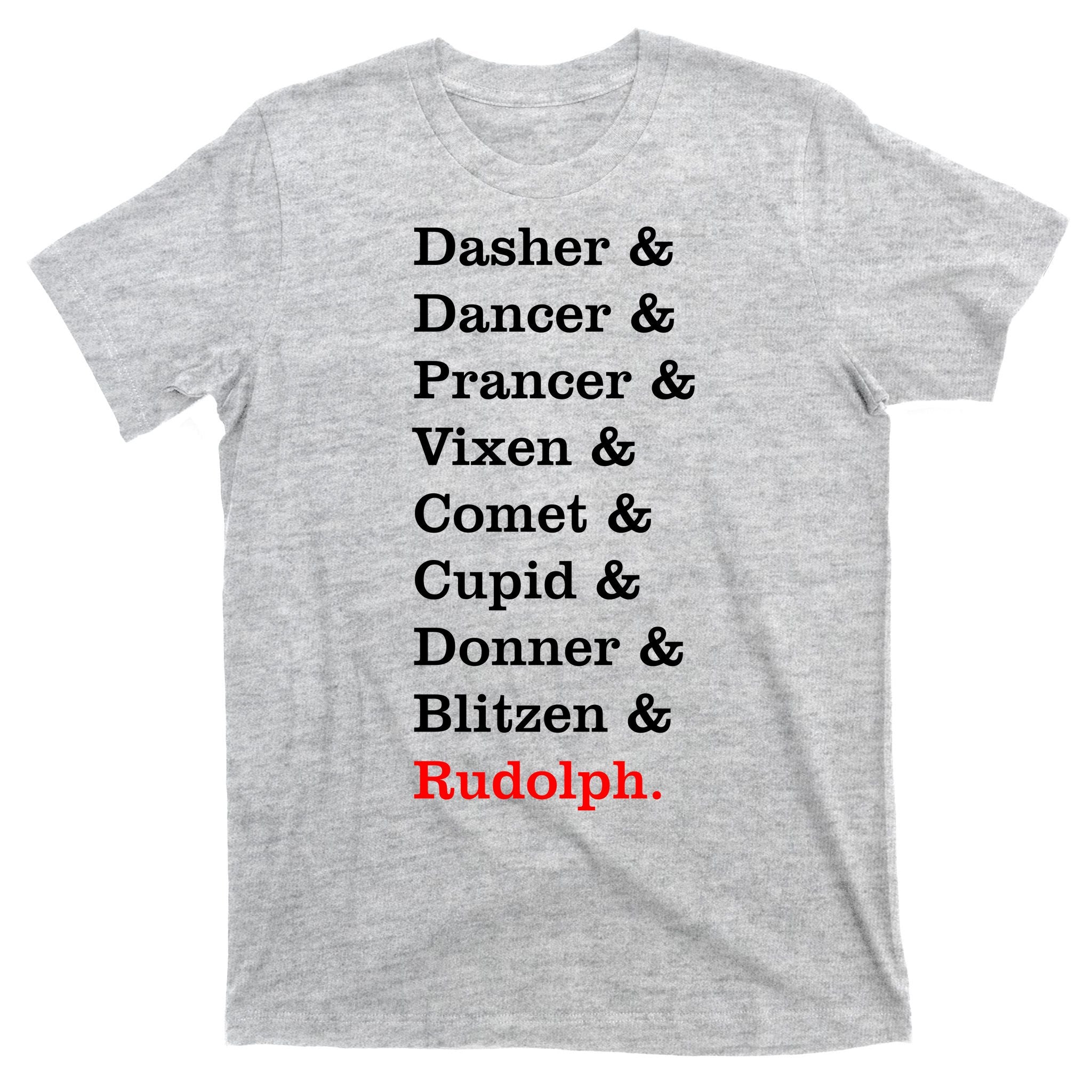 Reindeer Names Funny Christmas List Rudolph T-Shirt