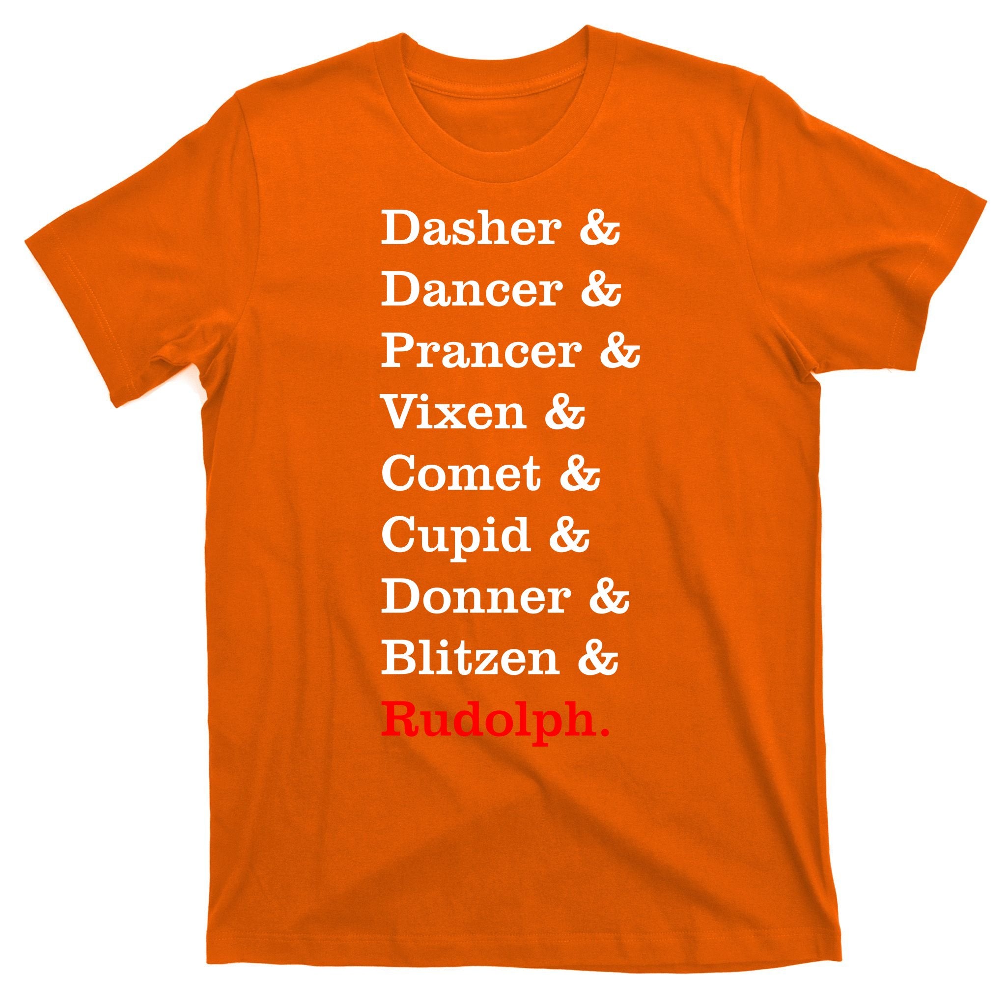 Reindeer Names Funny Christmas List Rudolph T-Shirt