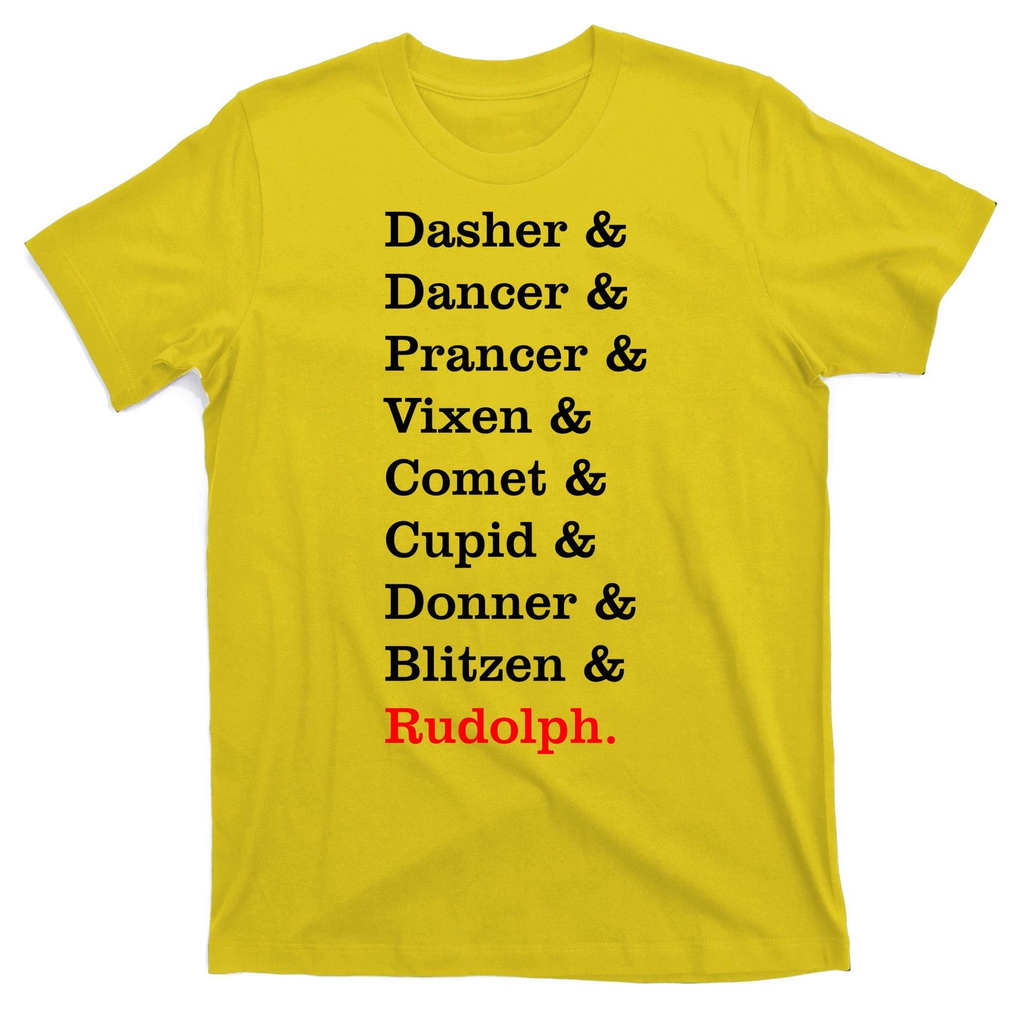 Reindeer Names Funny Christmas List Rudolph T-Shirt