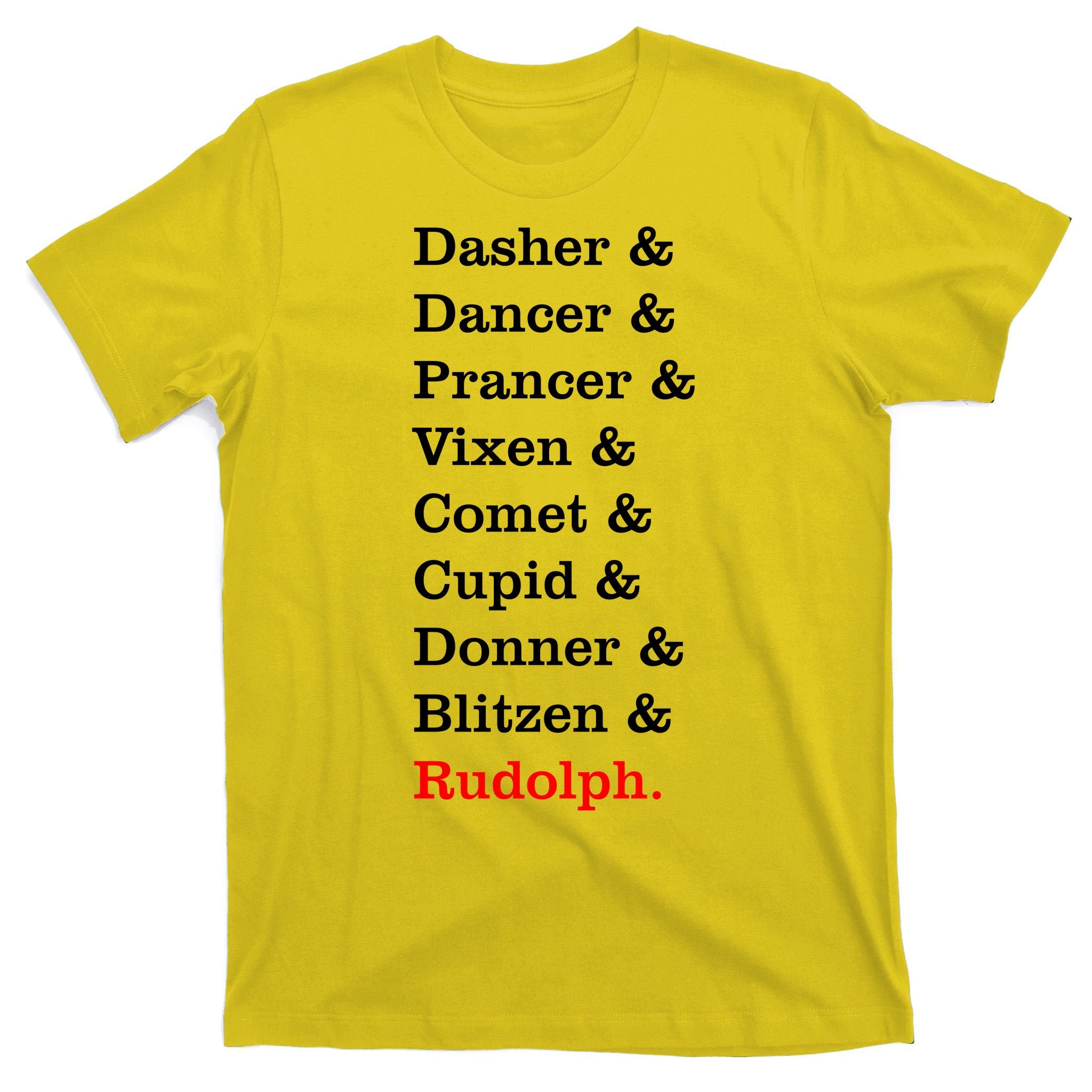 Reindeer Names Funny Christmas List Rudolph T-Shirt