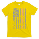 Retro Pink Thin Line Breast Cancer Awareness USA Flag T-Shirt