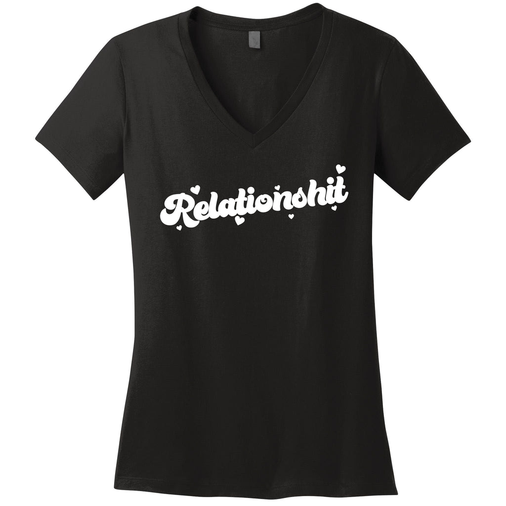 Relationshit Funny Anti Valentine Women's V-Neck T-Shirt