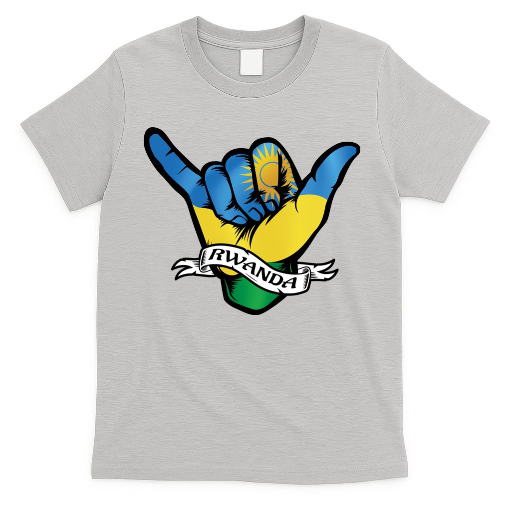 Rwanda Flag Shaka Hand Symbol T-Shirt
