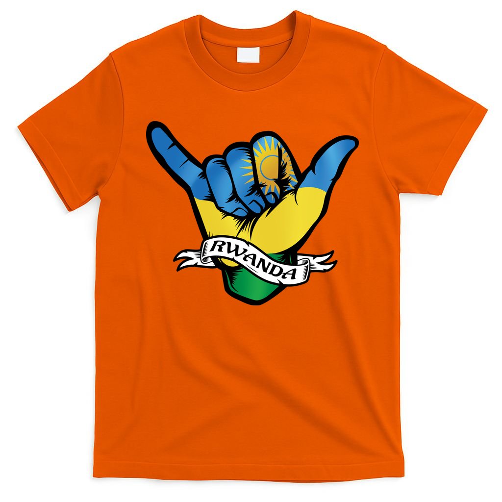 Rwanda Flag Shaka Hand Symbol T-Shirt