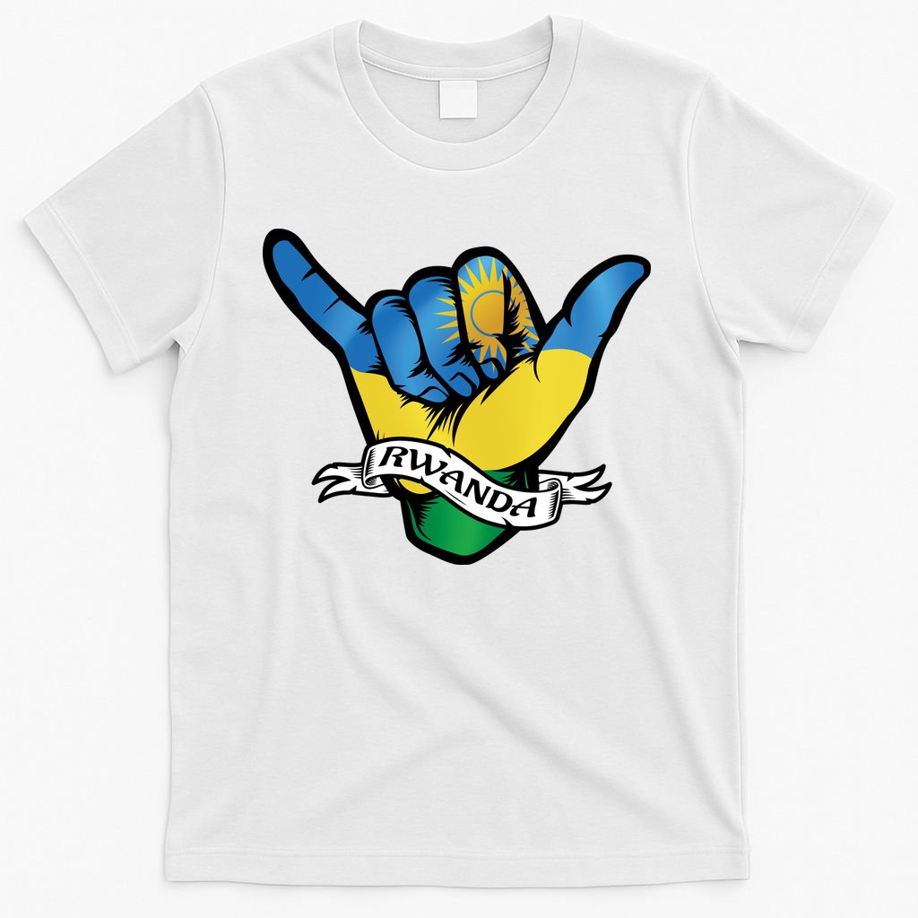 Rwanda Flag Shaka Hand Symbol T-Shirt