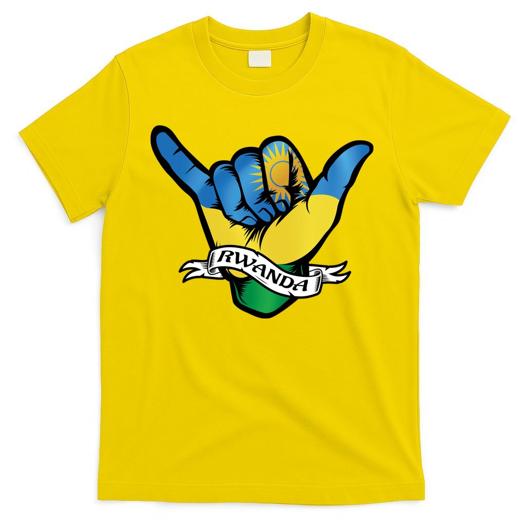 Rwanda Flag Shaka Hand Symbol T-Shirt