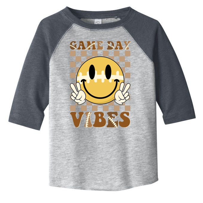 Retro Game Day Vibes Smiley Emoji Football Fan Toddler Fine Jersey T-Shirt